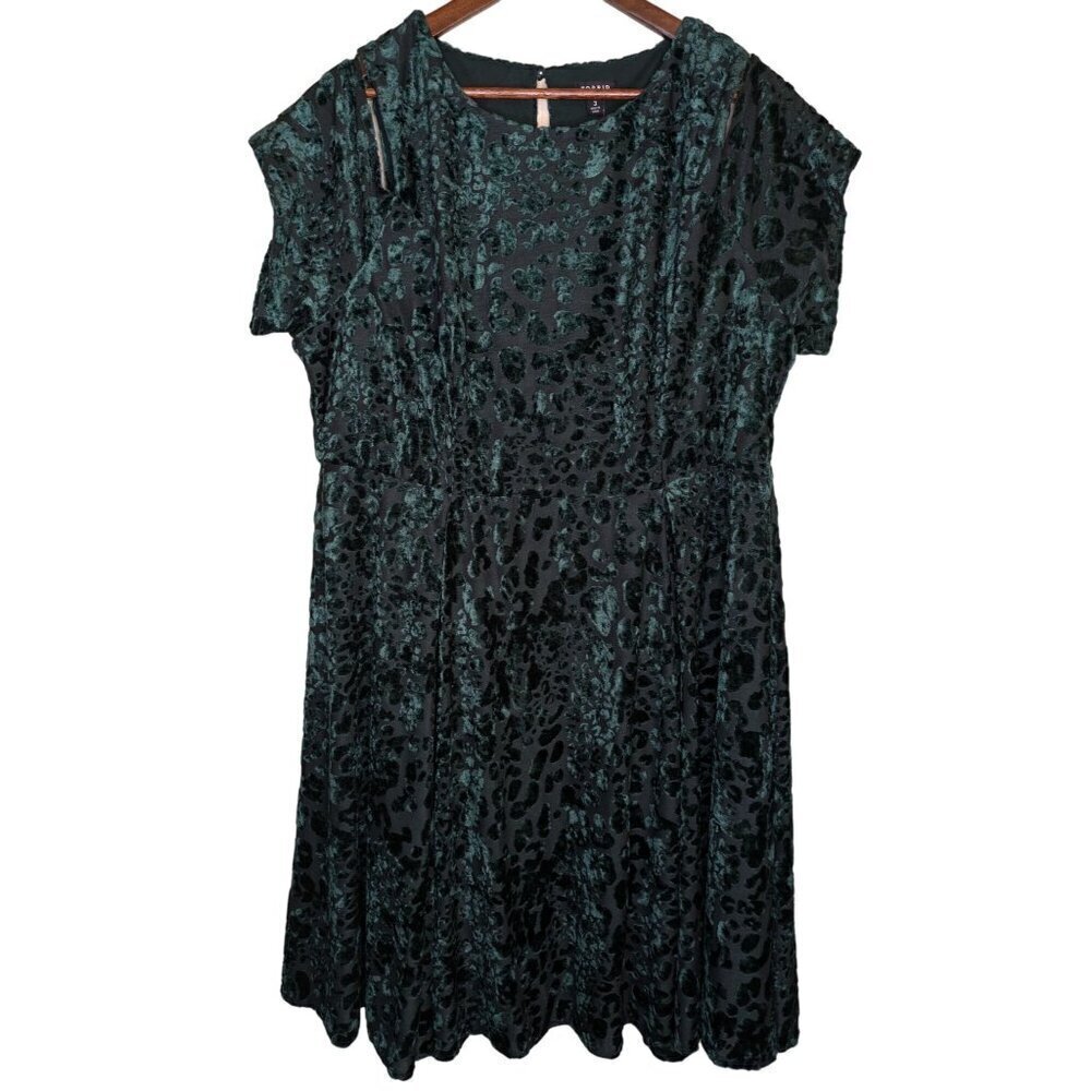Torrid Velvet Burnout Babydoll Dress Size 3X Dark Green Whimsigoth Goth Cocktail